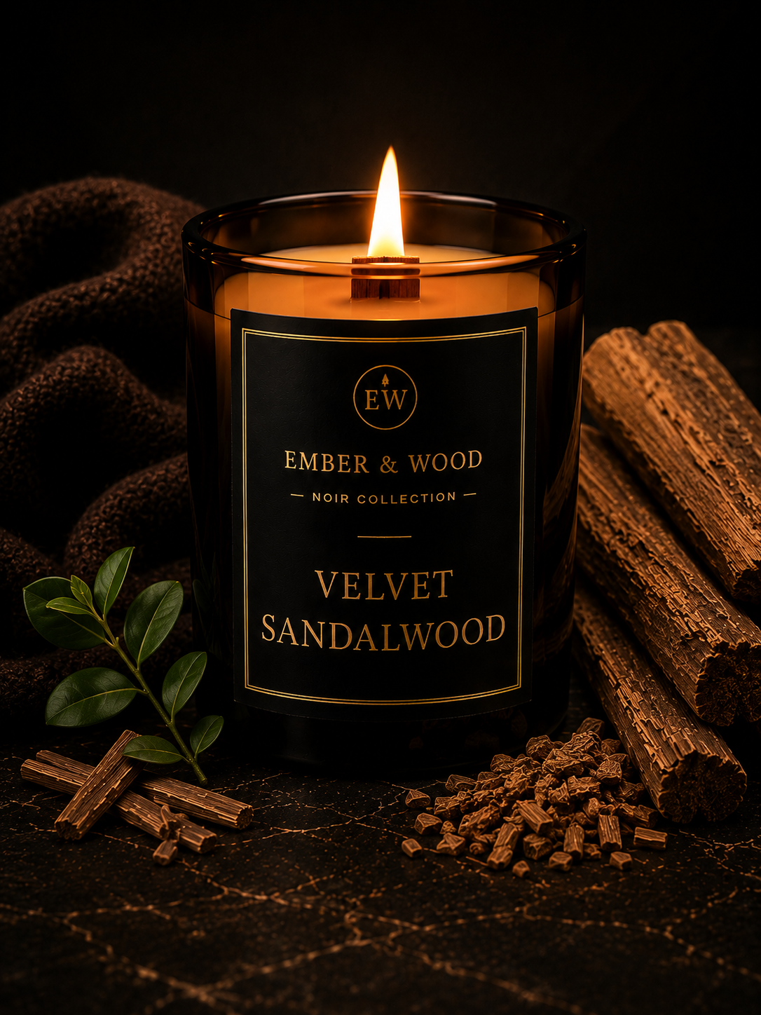 EMBER & WOOD VELVET SANDALWOOD žvakė