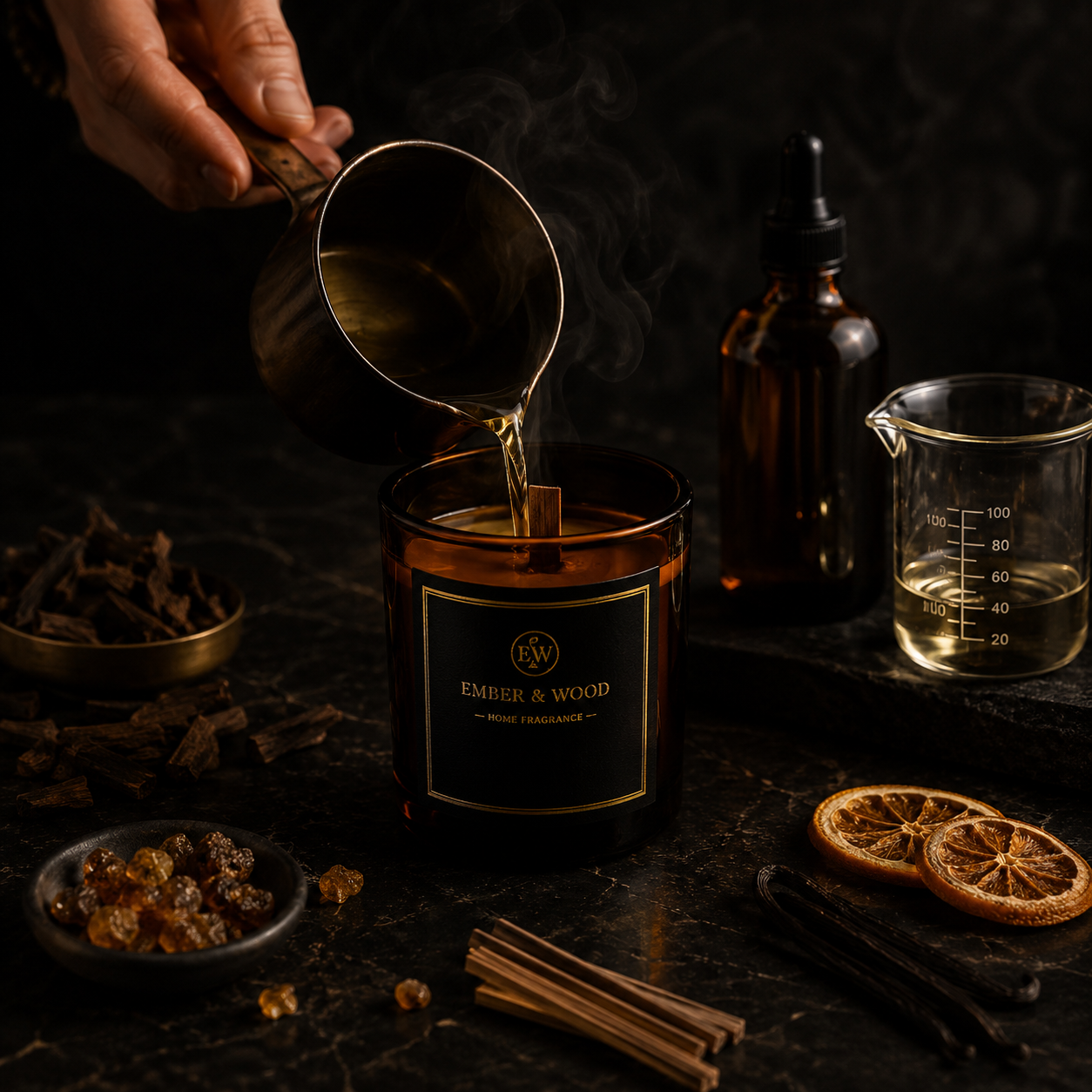EMBER & WOOD žvakių liejimo procesas